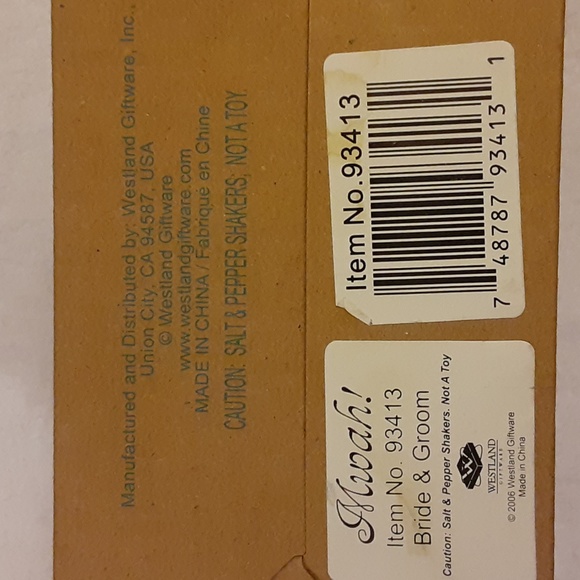 Westland Giftware Kissing Bride/Groom salt/pepper shakers white/black New in Box - Picture 12 of 14